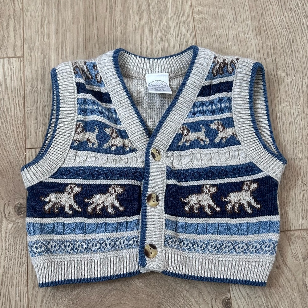 Vintage starting out dog knit vest size 3 months